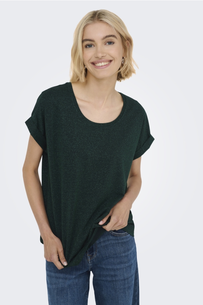 ONLMOSTER GLITTER S/S TOP NOOS JRS 15356991 SCARAB/SCARAB LUR